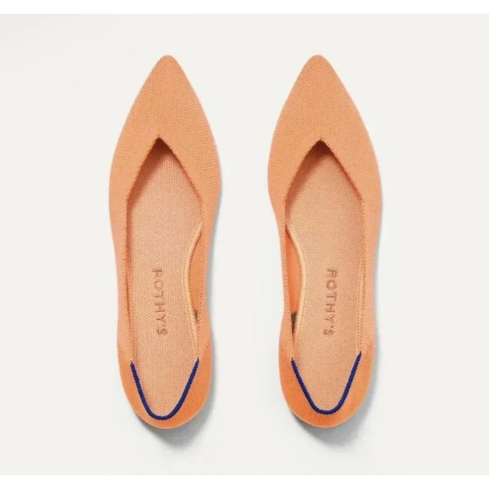 Rothy's The Point Flats Sz 9.5 Tangerine Orange Stretch Flat Point Toe Comfort